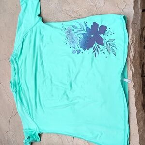 TSLA Swim Shirt Rash guard, bright aqua, UVA 50+ sz L